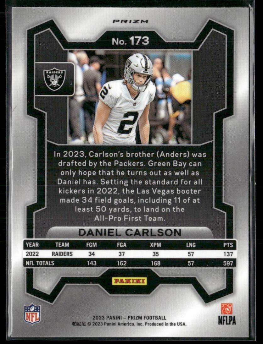 2023 Panini Prizm #173 Daniel Carlson Silver  Krazy King Collectibles LLC   