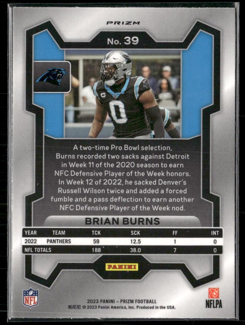 2023 Panini Prizm #39 Brian Burns Silver  Krazy King Collectibles LLC   