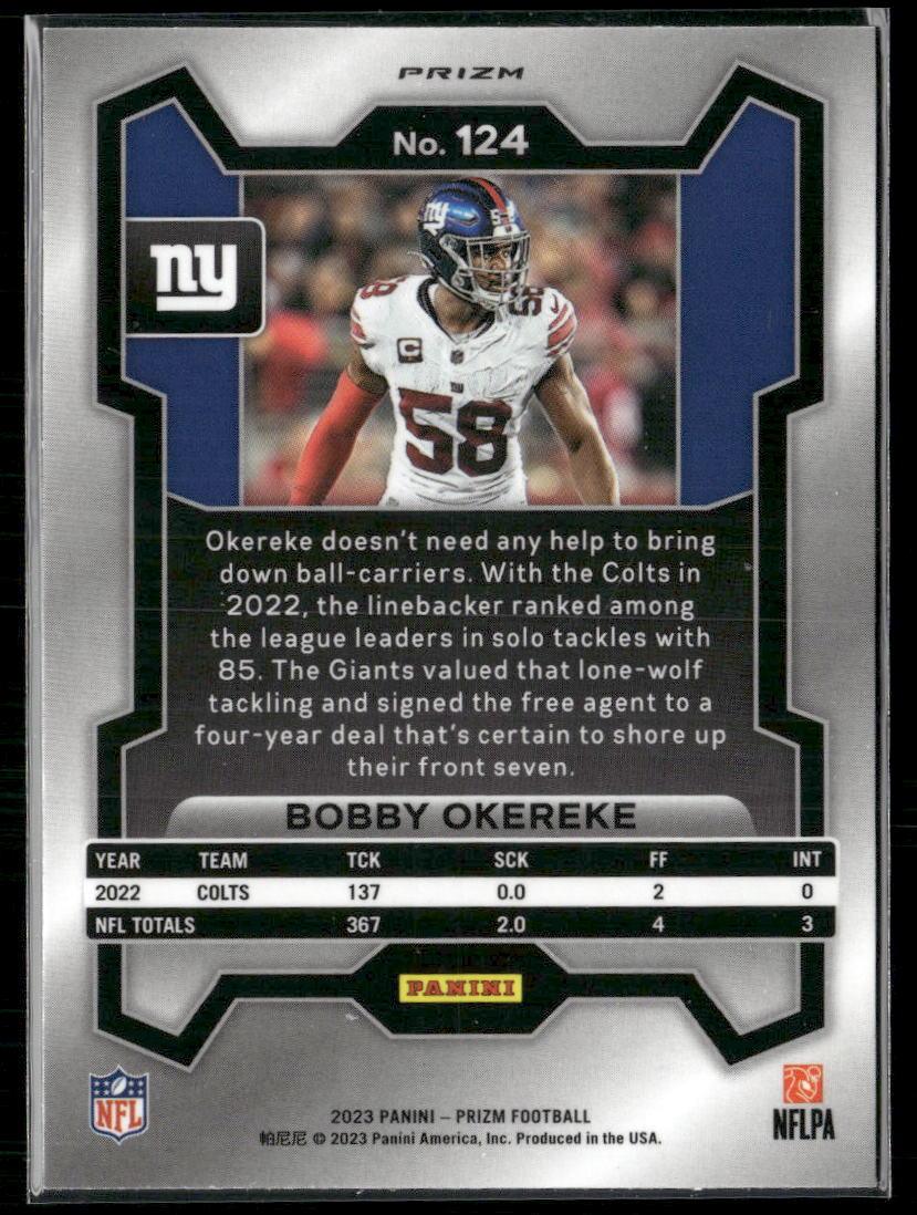 2023 Panini Prizm #124 Bobby Okereke Silver  Krazy King Collectibles LLC   