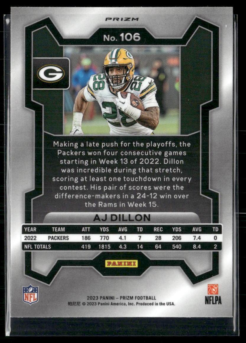 2023 Panini Prizm #106 AJ Dillon Silver  Krazy King Collectibles LLC   