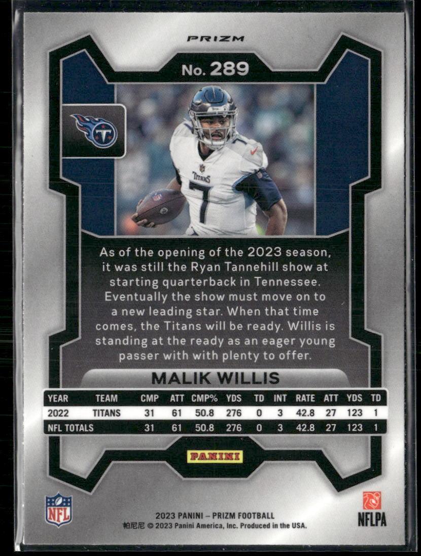 2023 Panini Prizm #289 Malik Willis Green  Krazy King Collectibles LLC   