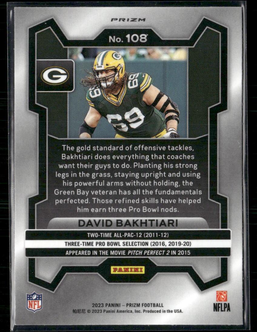 2023 Panini Prizm #108 David Bakhtiari Green  Krazy King Collectibles LLC   