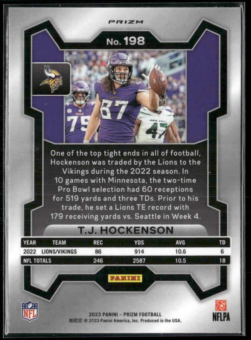 2023 Panini Prizm #198 T.J. Hockenson Green Wave  Krazy King Collectibles LLC   