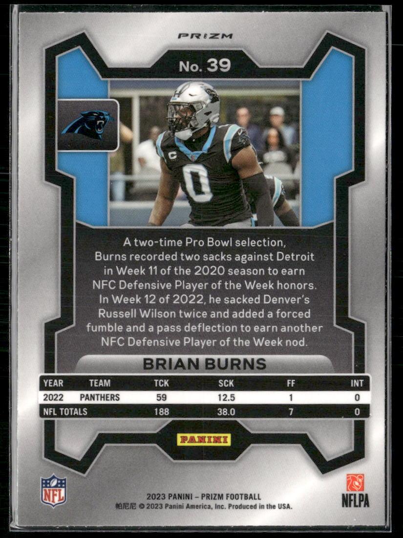 Prizm #39 Brian Burns Green Wave  Krazy King Collectibles LLC   