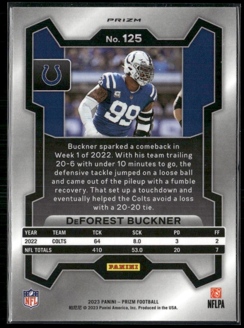 2023 Panini Prizm #125 DeForest Buckner Green Wave  Krazy King Collectibles LLC   