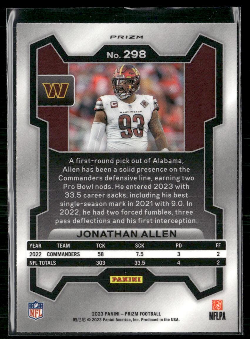 2023 Panini Prizm #298 Jonathan Allen Green Wave  Krazy King Collectibles LLC   