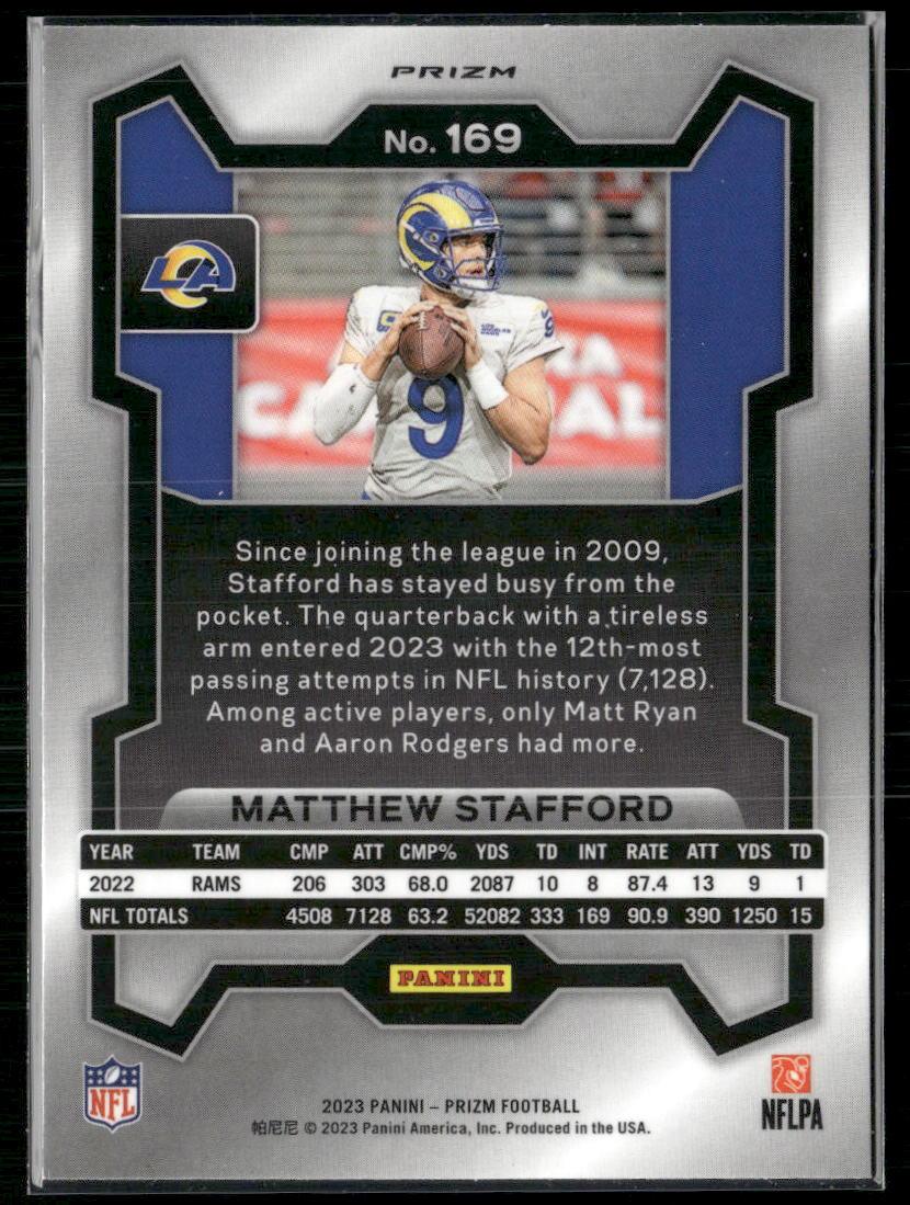 2023 Panini Prizm #169 Matthew Stafford Disco  Krazy King Collectibles LLC   