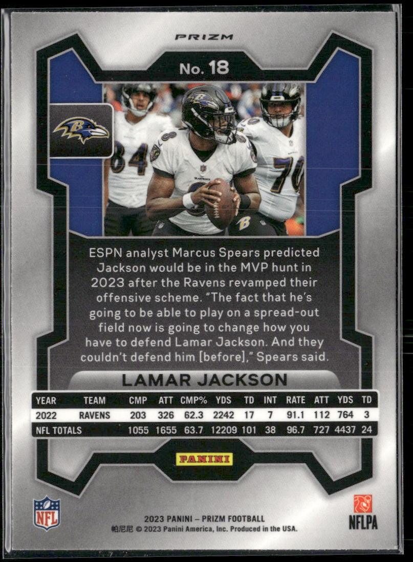 2023 Panini Prizm #18 Lamar Jackson Disco  Krazy King Collectibles LLC   