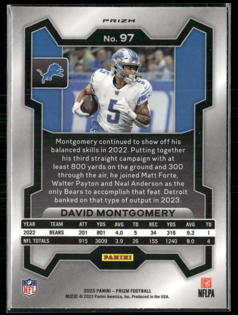 2023 Panini Prizm #97 David Montgomery Disco  Krazy King Collectibles LLC   