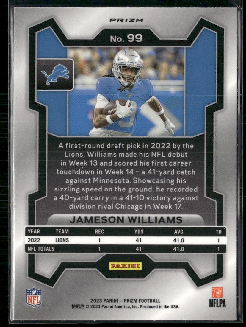 2023 Panini Prizm #99 Jameson Williams Disco  Krazy King Collectibles LLC   