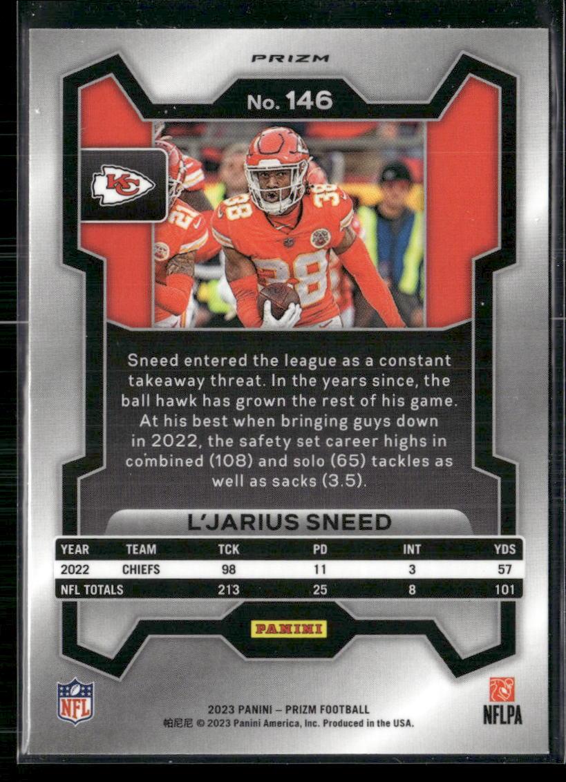 2023 Panini Prizm #146 L'Jarius Sneed Lazer  Krazy King Collectibles LLC   