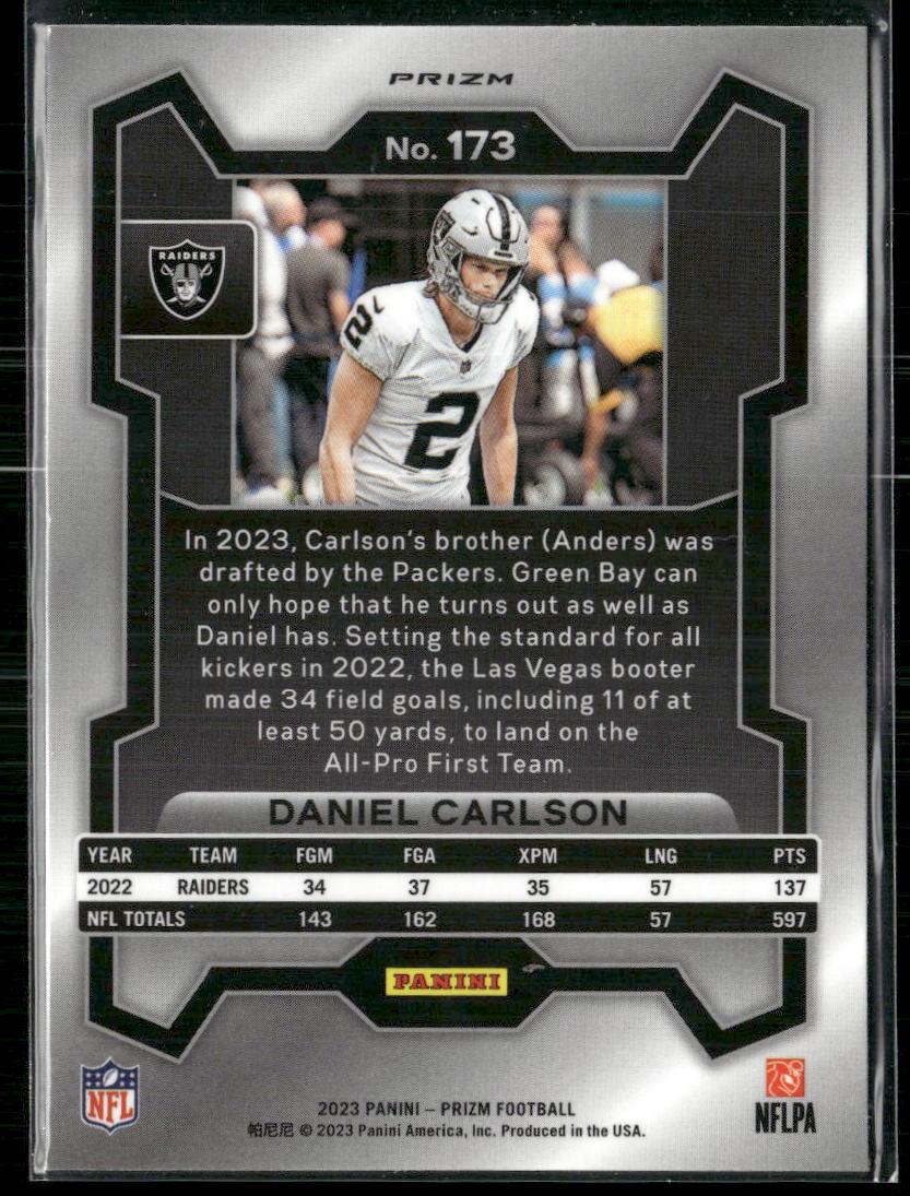 2023 Panini Prizm #173 Daniel Carlson Lazer  Krazy King Collectibles LLC   