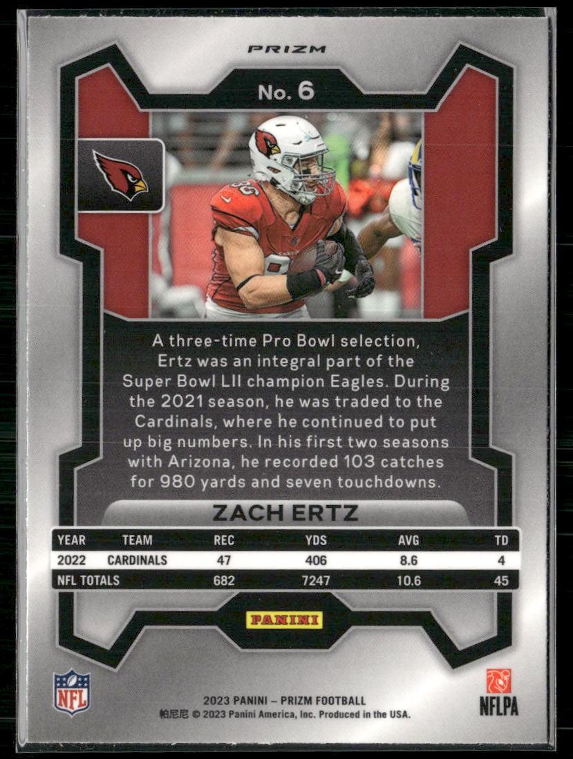 2023 Panini Prizm #6 Zach Ertz Lazer  Krazy King Collectibles LLC   