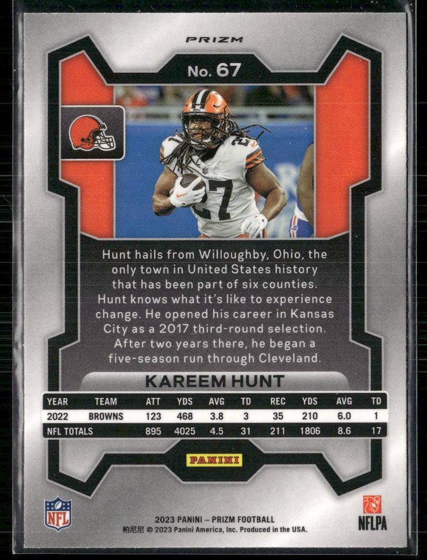 2023 Panini Prizm #67 Kareem Hunt Lazer  Krazy King Collectibles LLC   