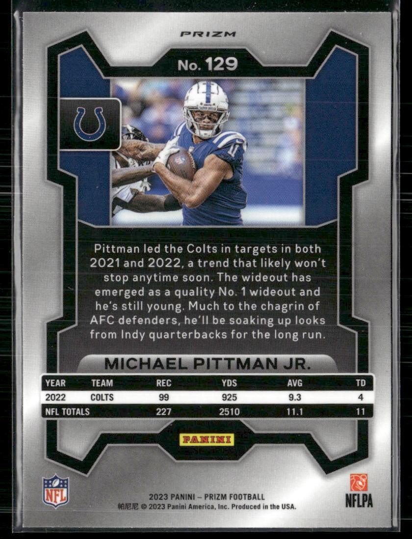 2023 Panini Prizm #129 Michael Pittman Jr. Neon Green Pulsar  Krazy King Collectibles LLC   