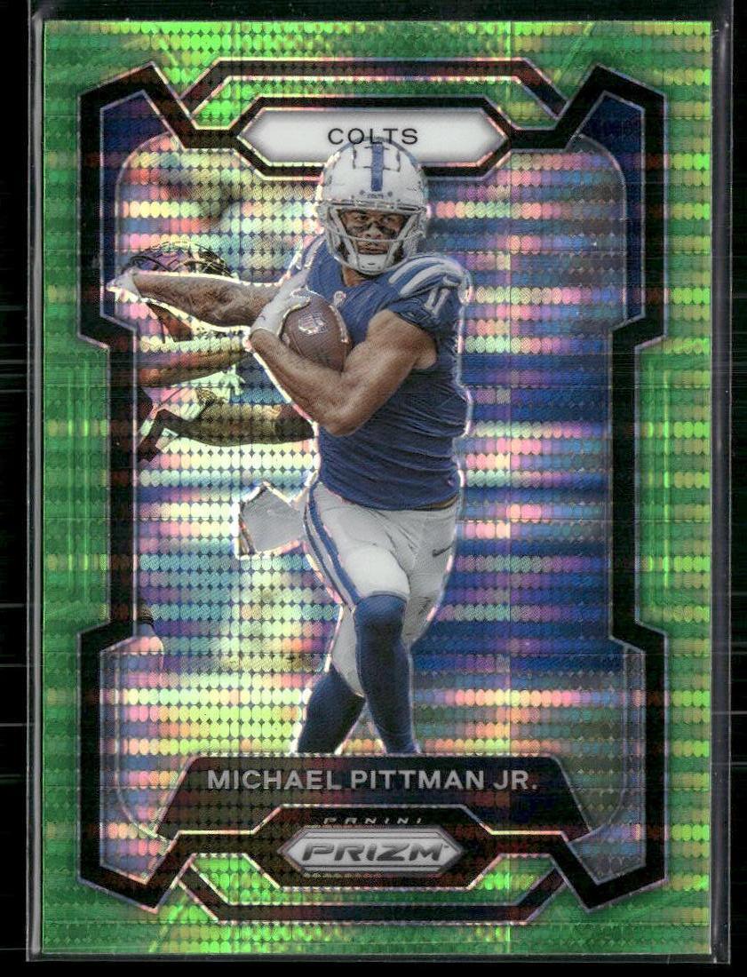 2023 Panini Prizm #129 Michael Pittman Jr. Neon Green Pulsar  Krazy King Collectibles LLC   