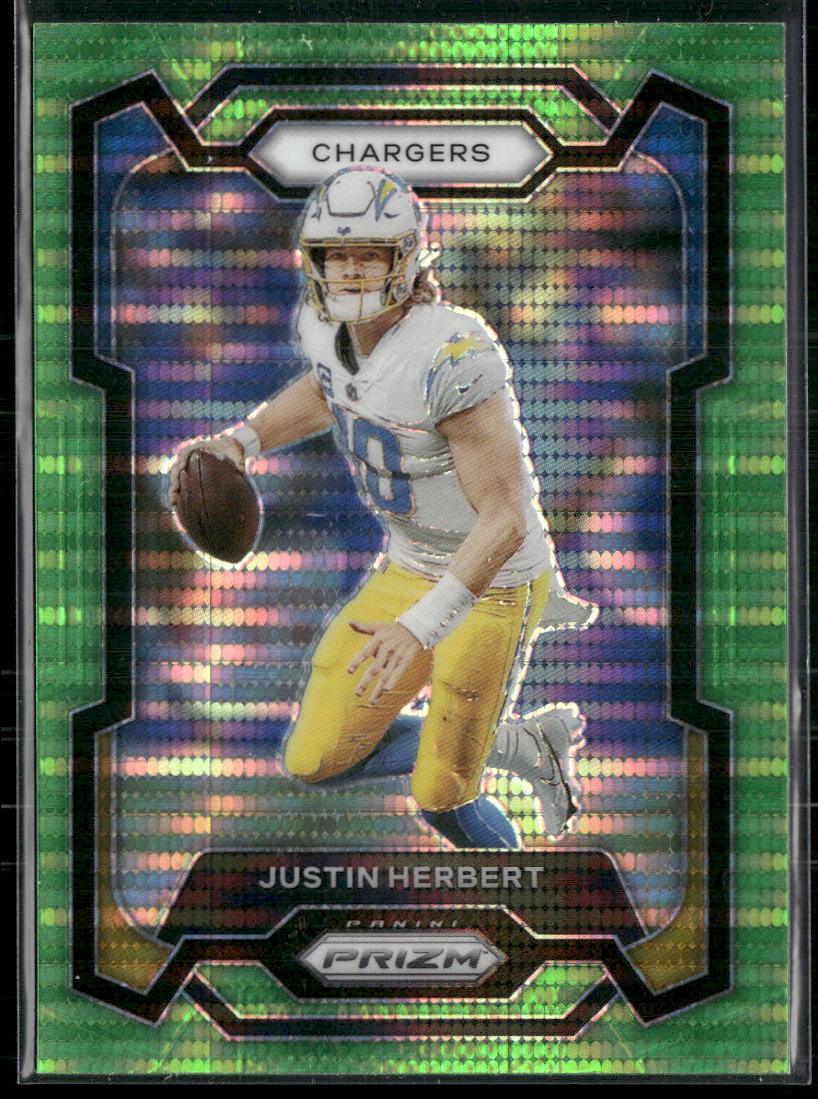 2023 Panini Prizm #158 Justin Herbert Neon Green Pulsar  Krazy King Collectibles LLC   