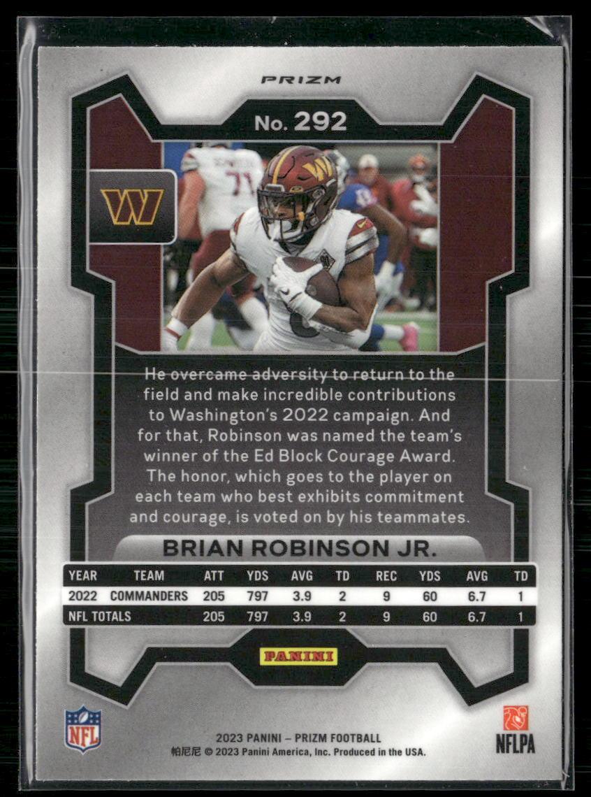 2023 Prizm Brian Robinson Jr #292 - Neon Green Pulsar  Krazy King Collectibles LLC   