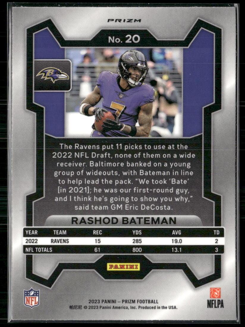 2023 Panini Prizm - Emergent Prizms Silver #20 Rashod Bateman Red White and Blue  Krazy King Collectibles LLC   