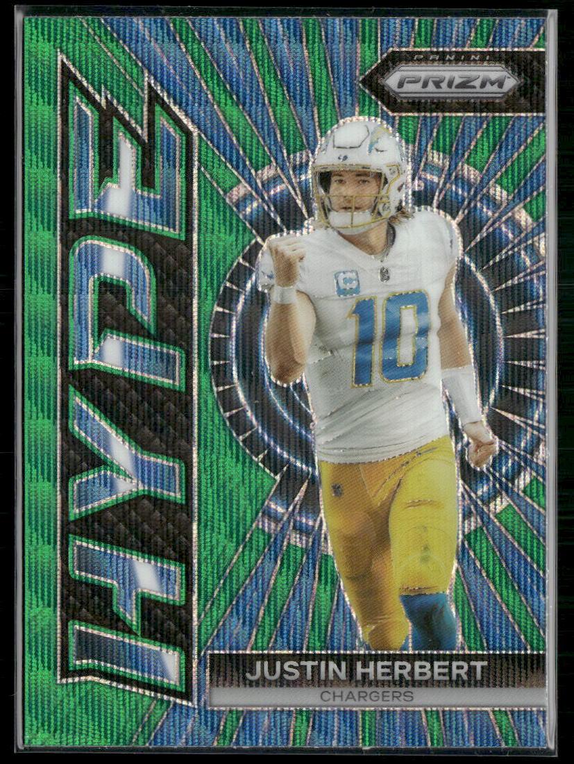 2023 Panini Prizm -#H-4 Justin Herbert Hype Prizms Green Wave  Krazy King Collectibles LLC   