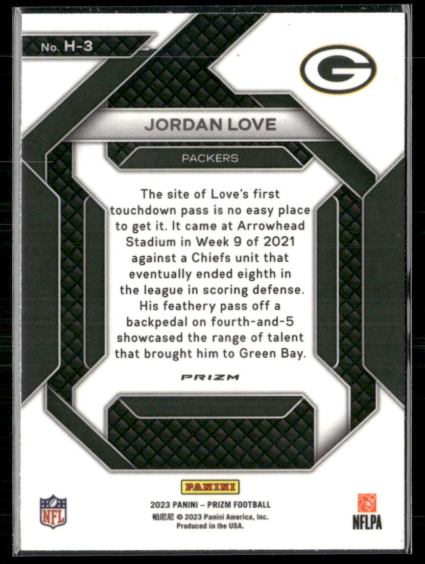 2023 Panini Prizm- #H-3 Jordan Love Emergent Prizms Green Wave  Krazy King Collectibles LLC   