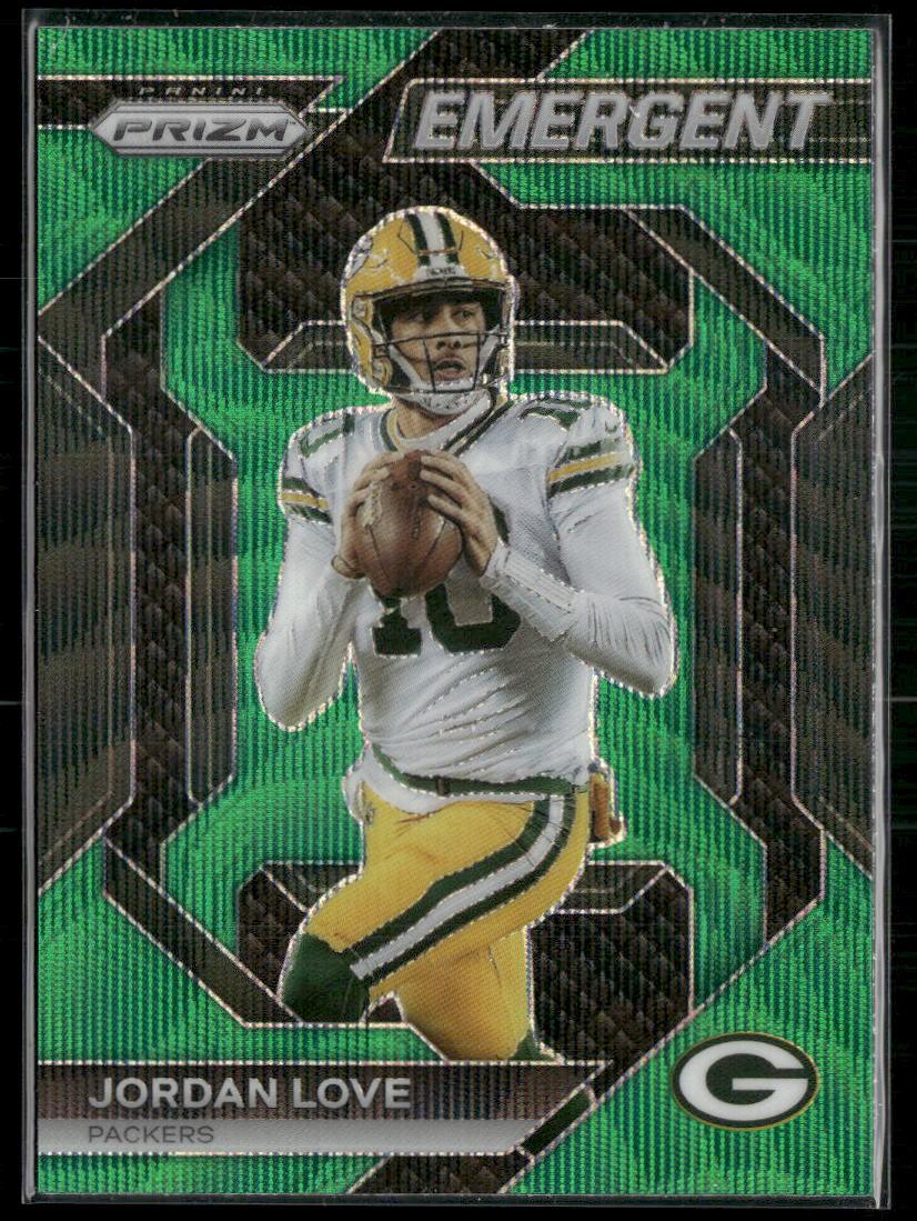 2023 Panini Prizm- #H-3 Jordan Love Emergent Prizms Green Wave  Krazy King Collectibles LLC   