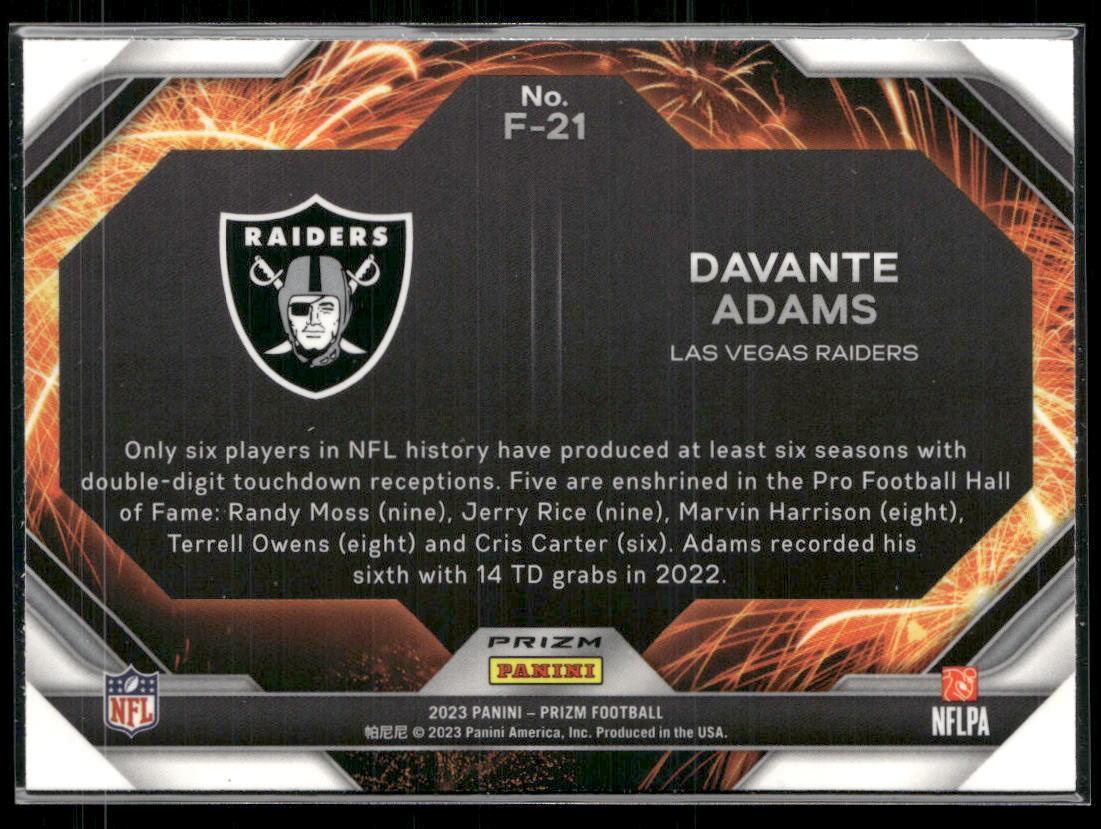 2023 Panini Prizm -#F-21 Davante Adams Fireworks Prizms Green Wave  Krazy King Collectibles LLC   