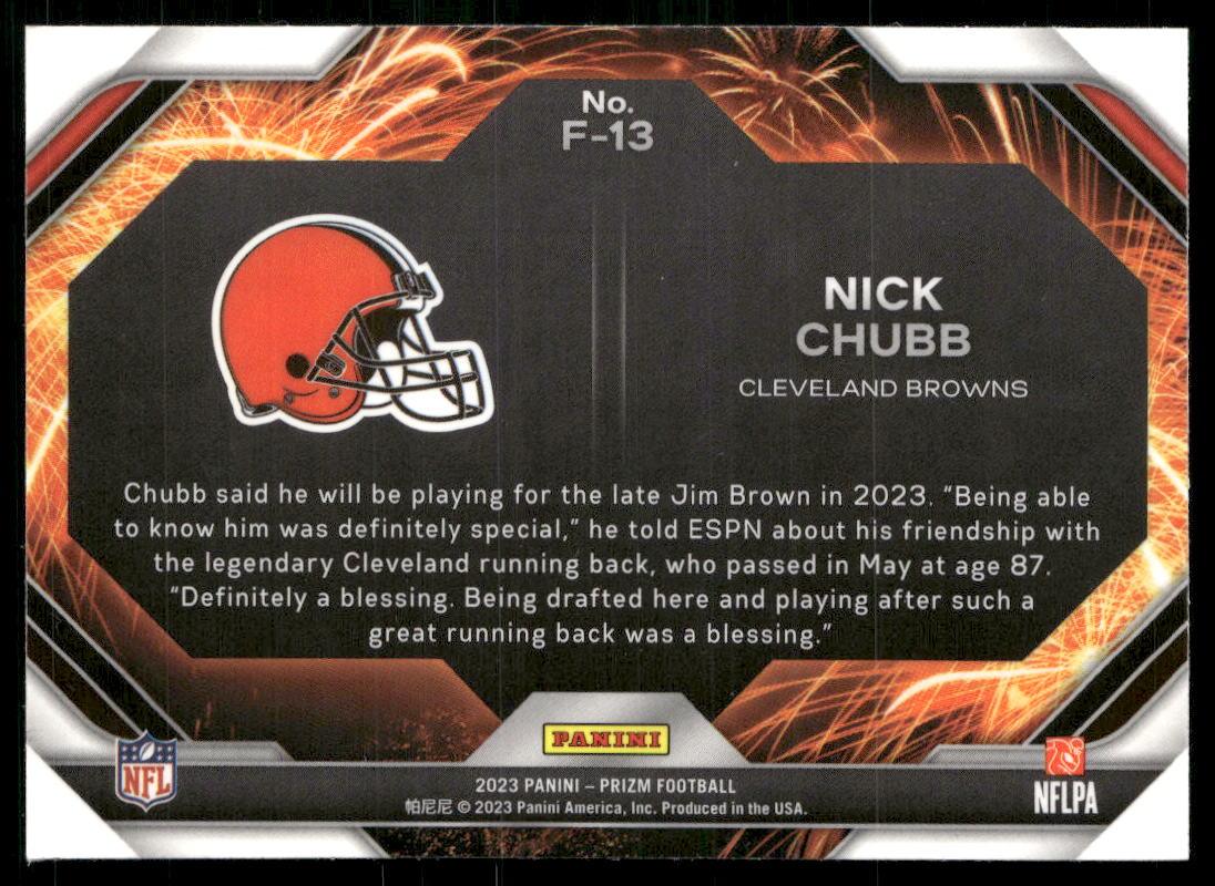 Prizm #F-13 Nick Chubb Fireworks  Krazy King Collectibles LLC   