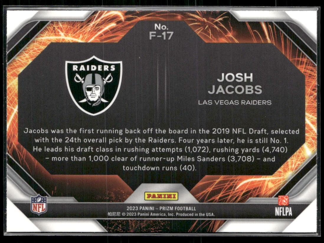 2023 Panini Prizm -  #F-17 Josh Jacobs Fireworks  Krazy King Collectibles LLC   