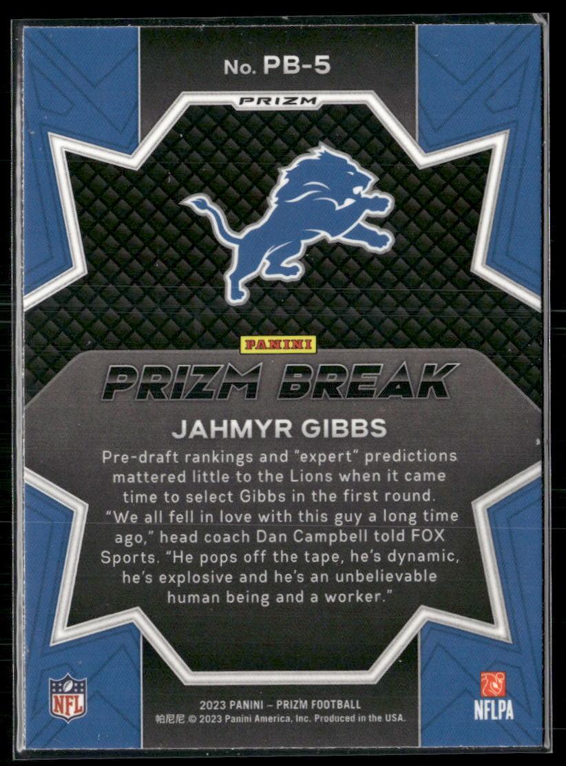 2023 Panini Prizm - #PB-5 Jahmyr Gibbs Prizm Break Prizms Green Wave  Krazy King Collectibles LLC   