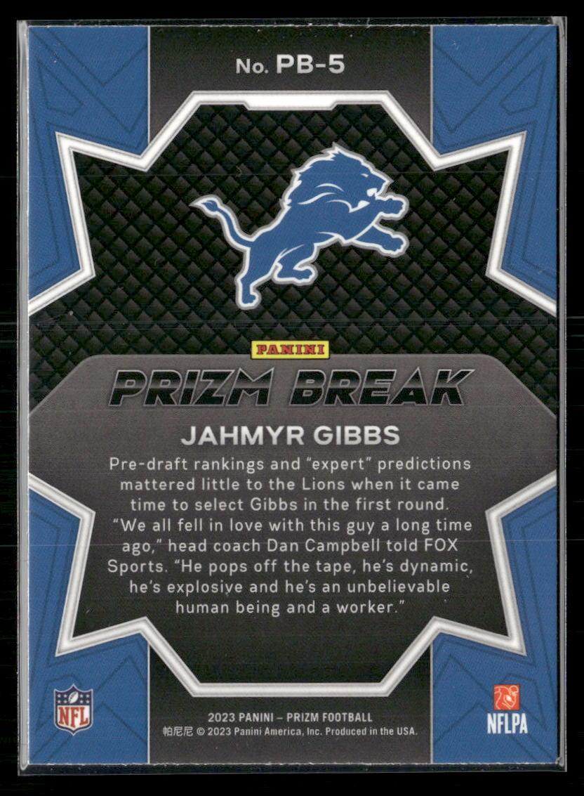 Prizm #PB-5 Jahmyr Gibbs Prizm Break  Krazy King Collectibles LLC   