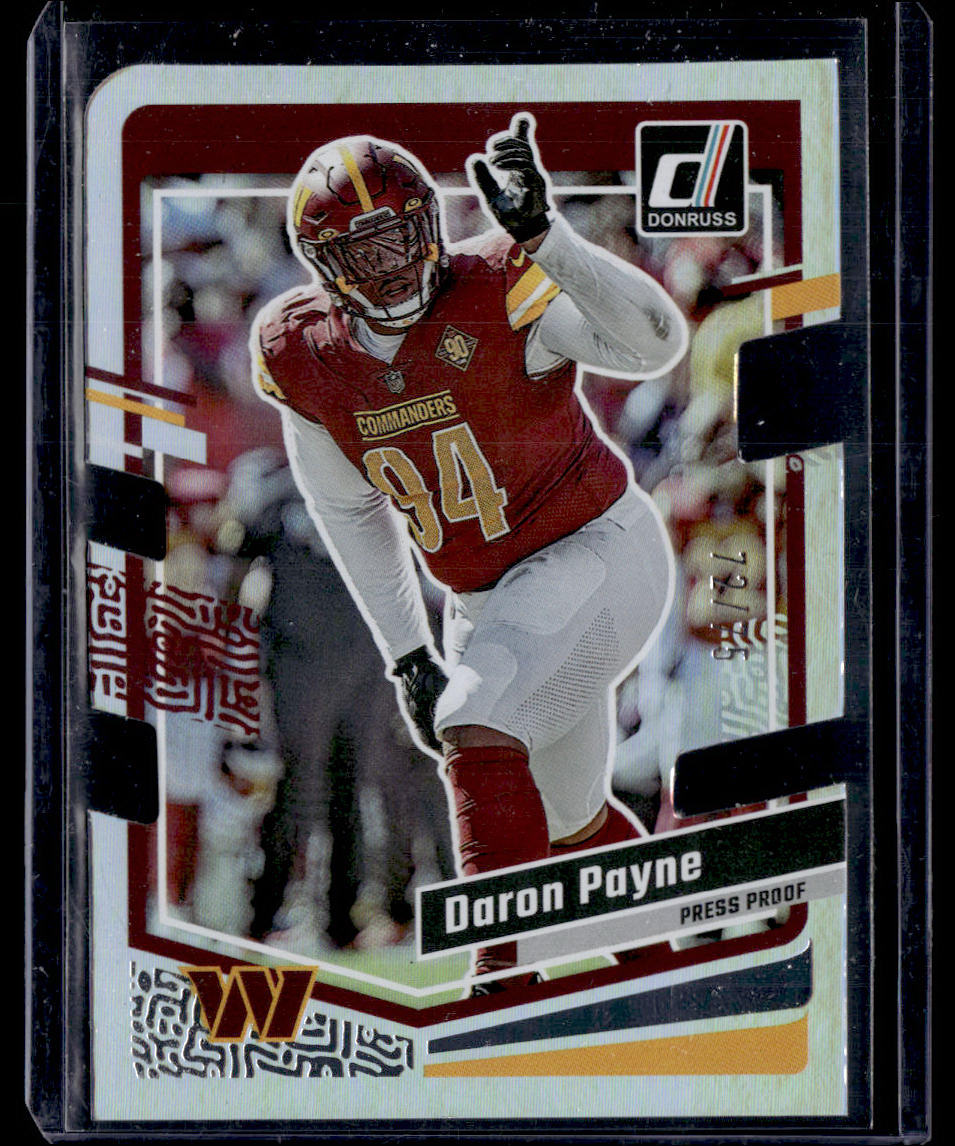 2023 Donruss #295 Daron Payne Press Proof Silver Die Cut #/75  Krazy King Collectibles LLC   