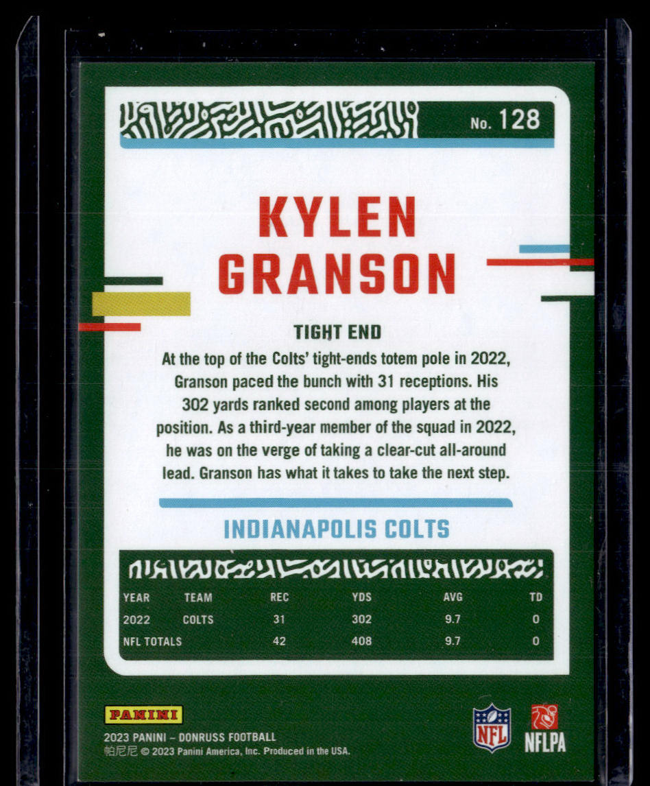 2023 Donruss #128 Kylen Granson Press Proof Gold #/50  Krazy King Collectibles LLC   