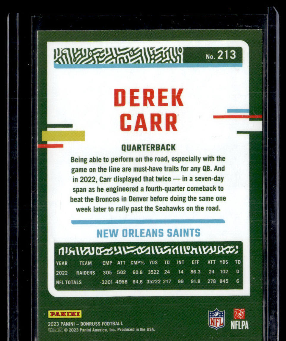 2023 Donruss #213 Derek Carr Press Proof Red  Krazy King Collectibles LLC   