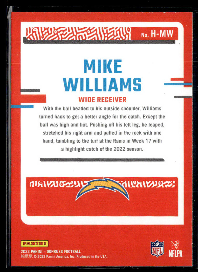 2023 Donruss #H-MW Mike Williams Highlights  Krazy King Collectibles LLC   