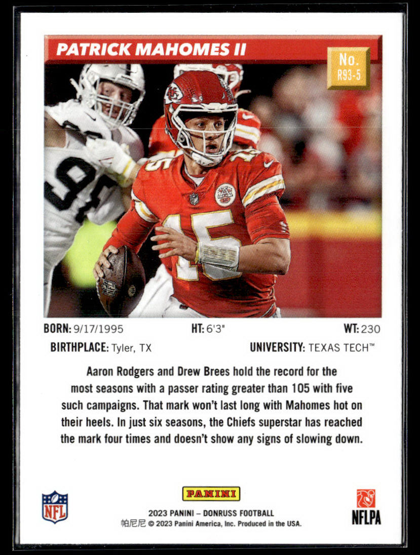 2023 Donruss #R93-5 Patrick Mahomes II Retro 1993  Krazy King Collectibles LLC   