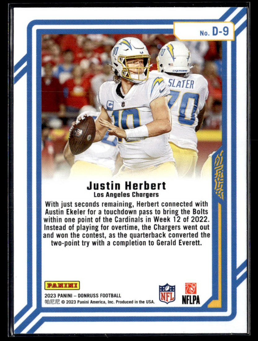 2023 Donruss #D-9 Justin Herbert Dominators  Krazy King Collectibles LLC   