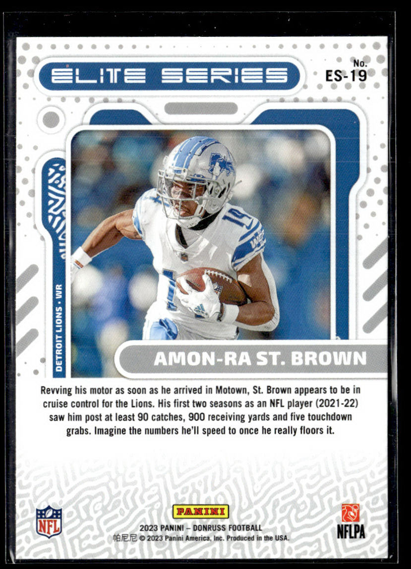 2023 Donruss #ES-19 Amon-Ra St. Brown The Elite Series  Krazy King Collectibles LLC   