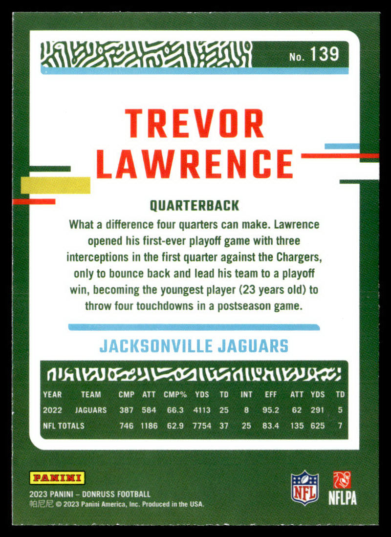 2023 Donruss #139 Trevor Lawrence Press Proof Blue  Krazy King Collectibles LLC   