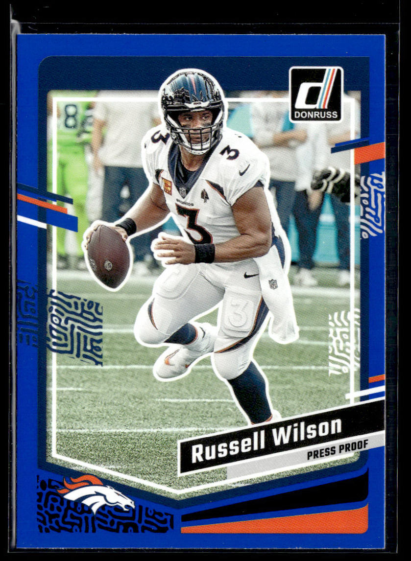 2023 Donruss #93 Russell Wilson Press Proof Blue  Krazy King Collectibles LLC   