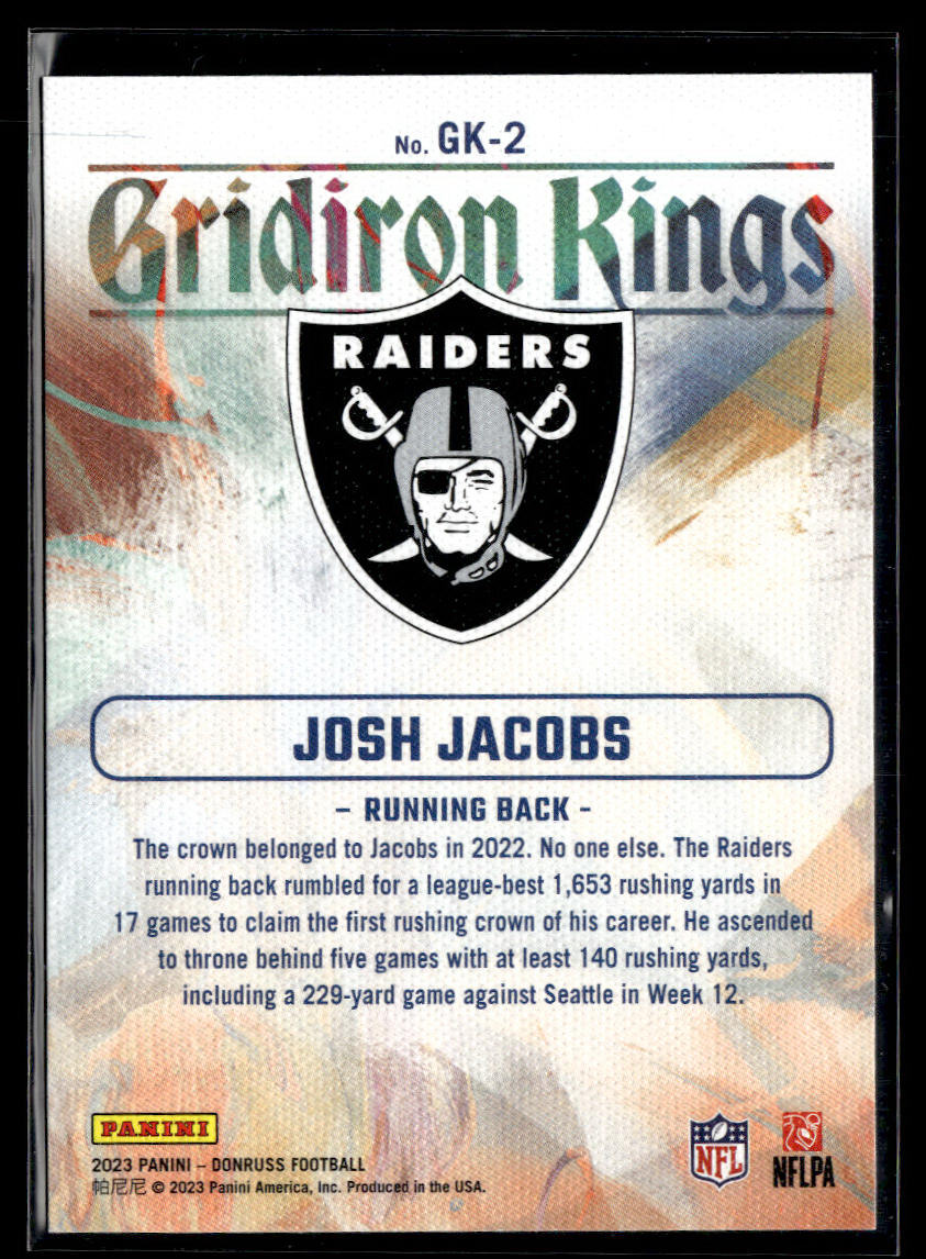 2023 Donruss #GK-2 Josh Jacobs Gridiron Kings  Krazy King Collectibles LLC   