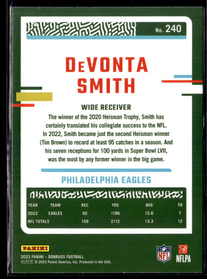 2023 Donruss - Rated Rookie Autographs #240 DeVonta Smith Press Proof Blue  Krazy King Collectibles LLC   