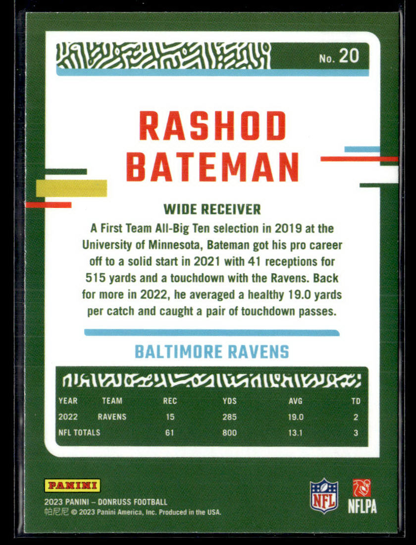 2023 Donruss #20 Rashod Bateman Press Proof Blue  Krazy King Collectibles LLC   