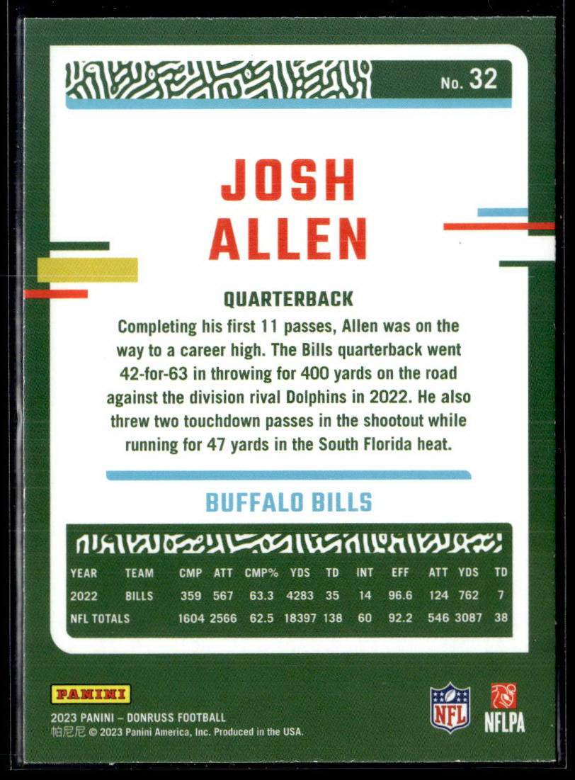 2023 Donruss - Rated Rookie Autographs #32 Josh Allen Press Proof Blue  Krazy King Collectibles LLC   