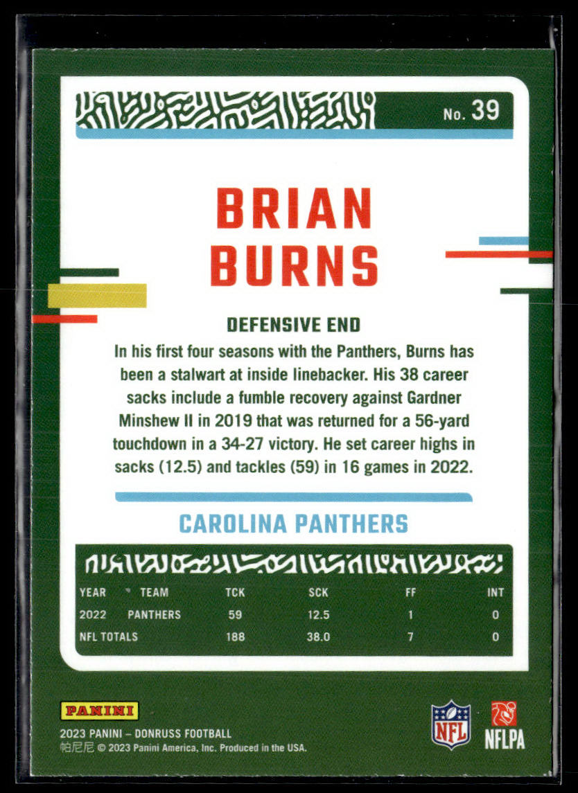 2023 Donruss - #39 Brian Burns Press Proof Blue  Krazy King Collectibles LLC   