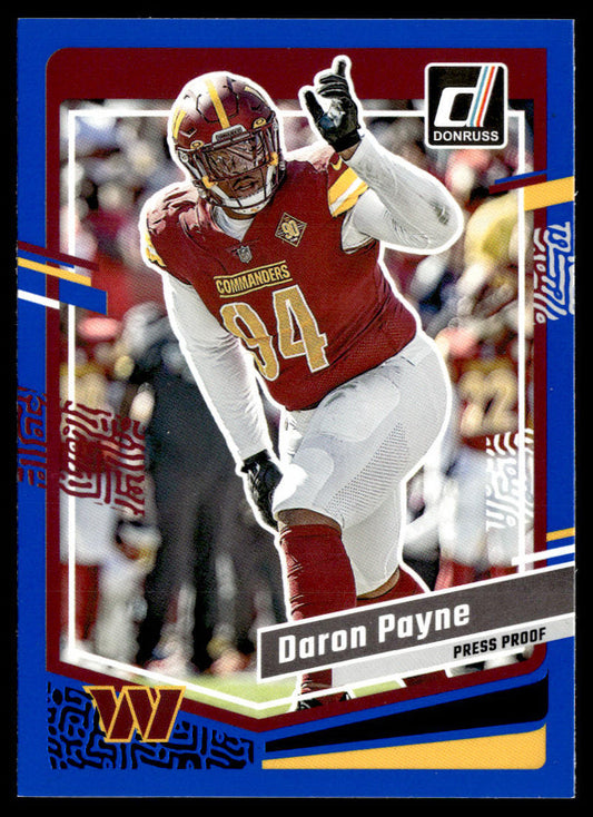 2023 Donruss - Rated Rookie Autographs #295 Daron Payne Press Proof Blue  Krazy King Collectibles LLC   