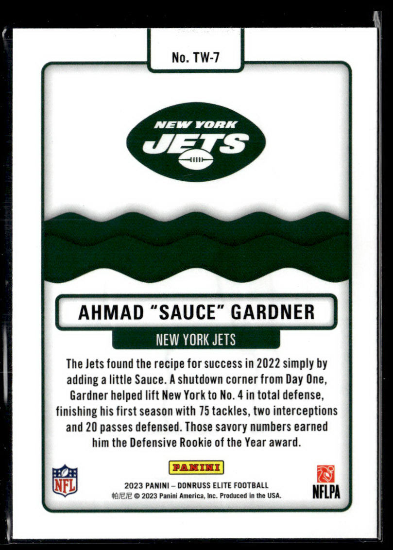 2023 Donruss Elite #TW-7 Ahmad Gardner Title Waves Green  Krazy King Collectibles LLC   