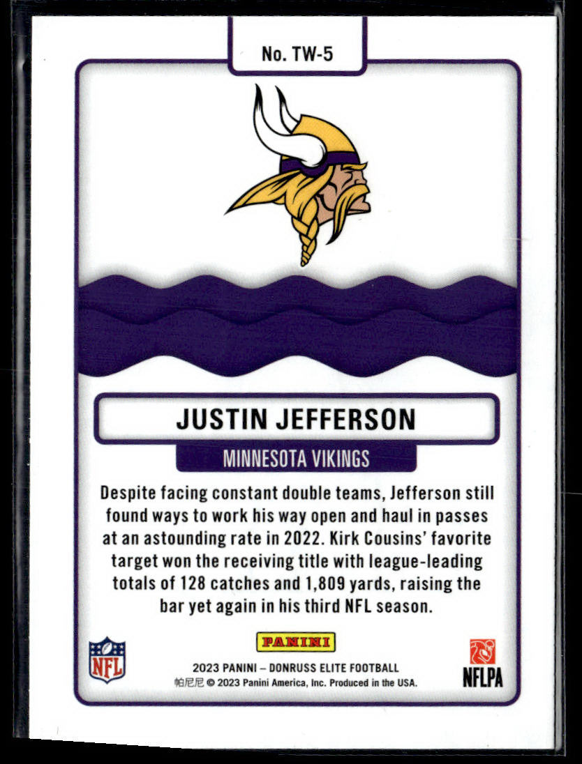 2023 Donruss Elite - Moxie Prime #TW-5 Justin Jefferson Title Waves Green  Krazy King Collectibles LLC   