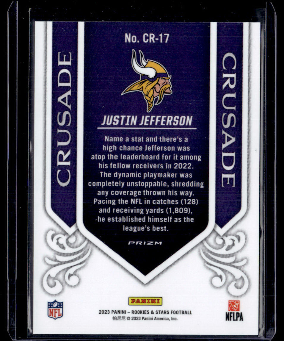 2023 Panini Rookies & Stars #CR-17 Justin Jefferson Crusade Red Plaid  Krazy King Collectibles LLC   