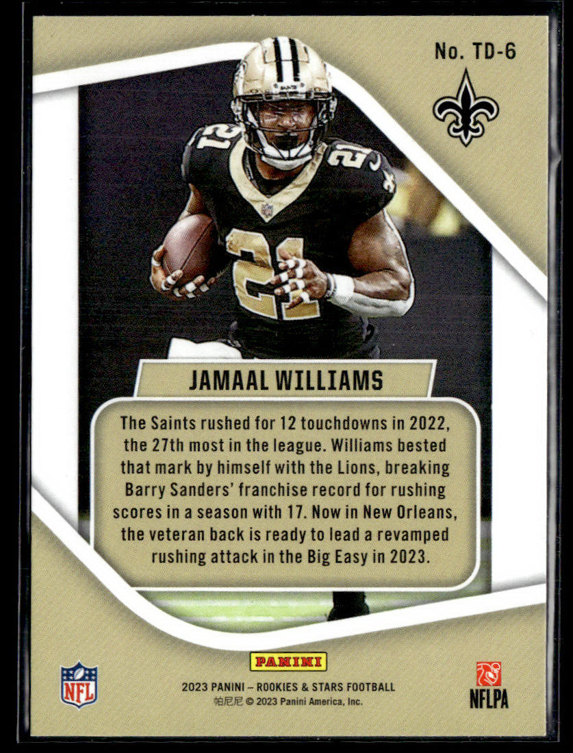 2023 Panini Rookies & Stars #TD-6 Jamaal Williams Touchdown Club  Krazy King Collectibles LLC   